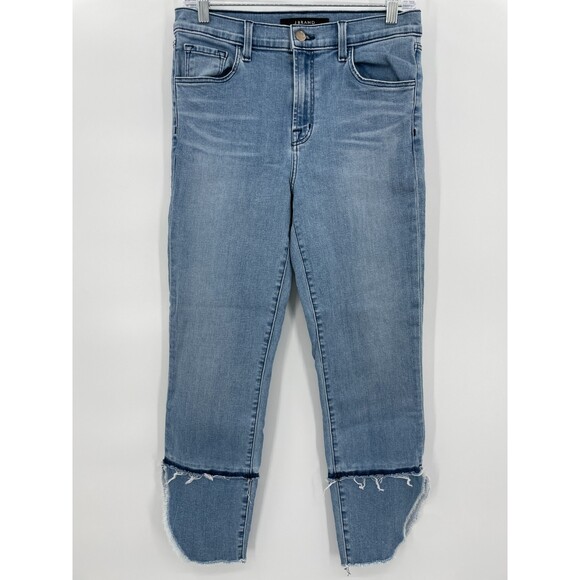 J BRAND Ruby High Rise Cigarette Curved Raw Hem Cropped Ankle Jeans Size 27 - Picture 3 of 9